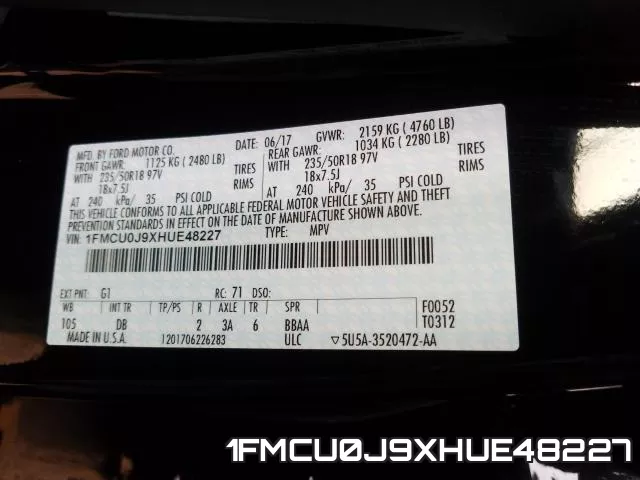 1FMCU0J9XHUE48227 фото 2