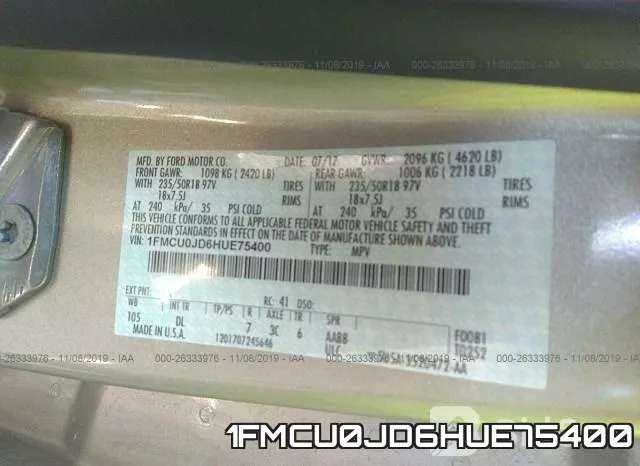 1FMCU0JD6HUE75400 фото 10