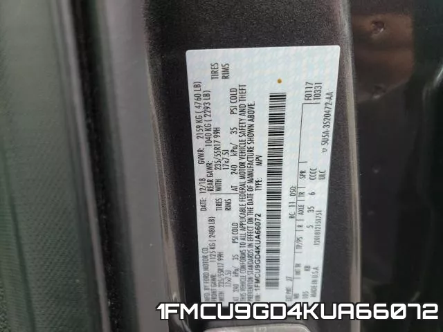 1FMCU9GD4KUA66072 фото 2