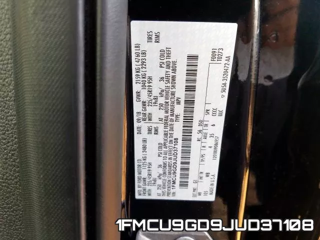 1FMCU9GD9JUD37108 фото 2