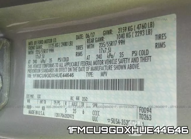 1FMCU9GDXHUE44646 фото 10