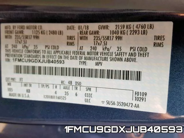 1FMCU9GDXJUB40593 фото 2