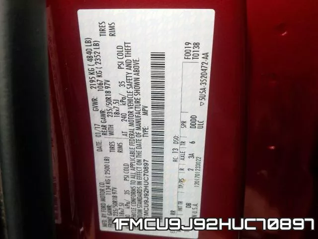 1FMCU9J92HUC70897 фото 2