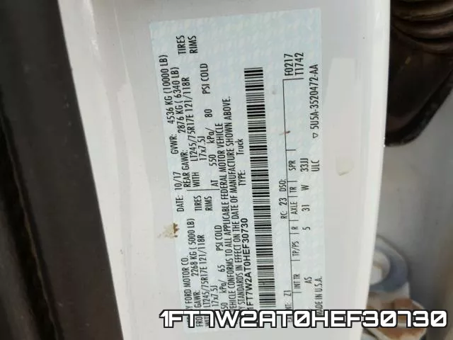 1FT7W2AT0HEF30730 фото 2