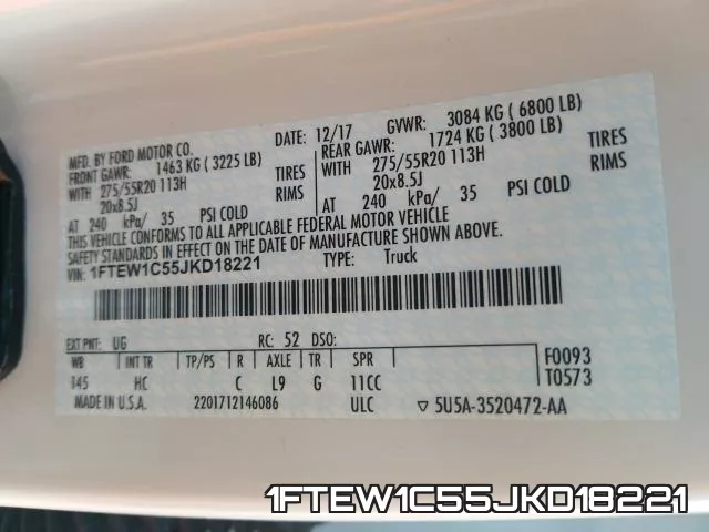 1FTEW1C55JKD18221 фото 2