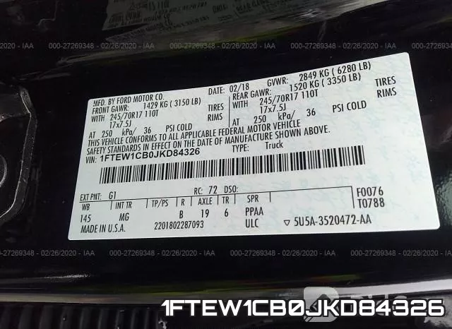 1FTEW1CB0JKD84326 фото 10