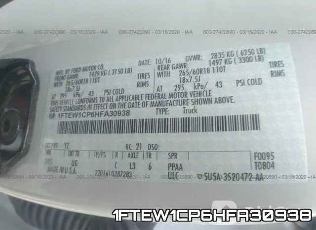 1FTEW1CP6HFA30938 фото 10