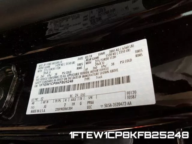 1FTEW1CP8KFB25248 фото 2