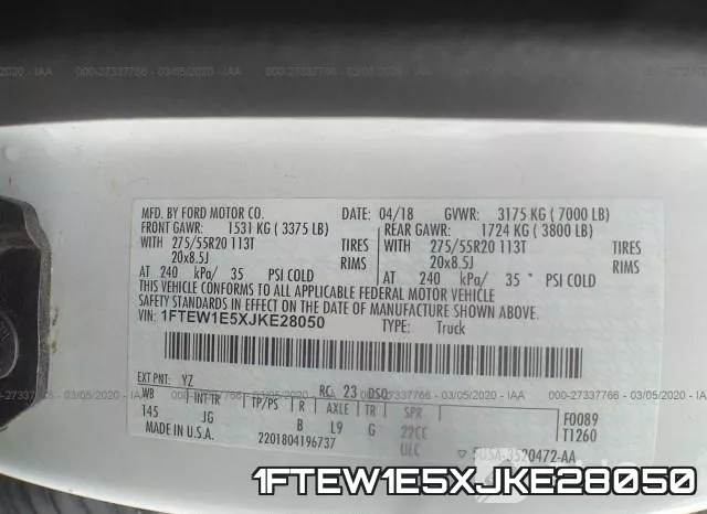 1FTEW1E5XJKE28050 фото 10