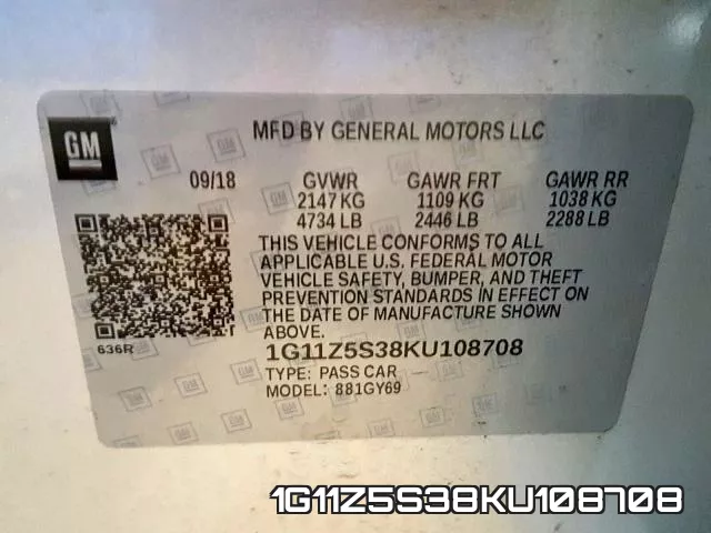 1G11Z5S38KU108708 фото 2