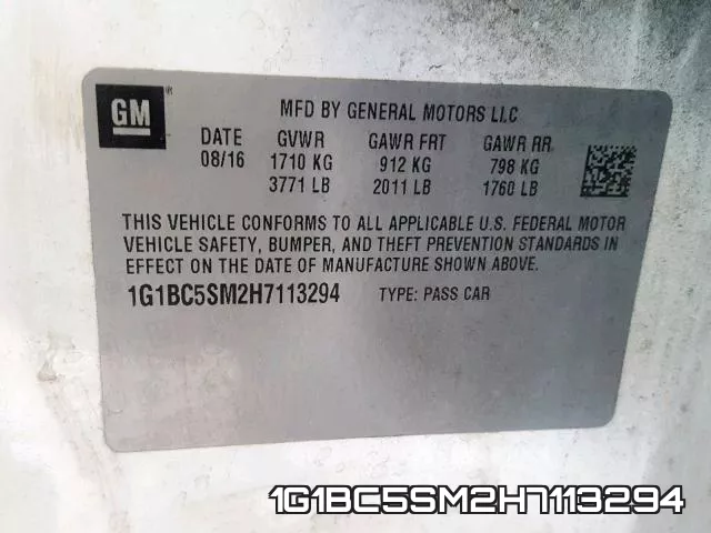 1G1BC5SM2H7113294 фото 2