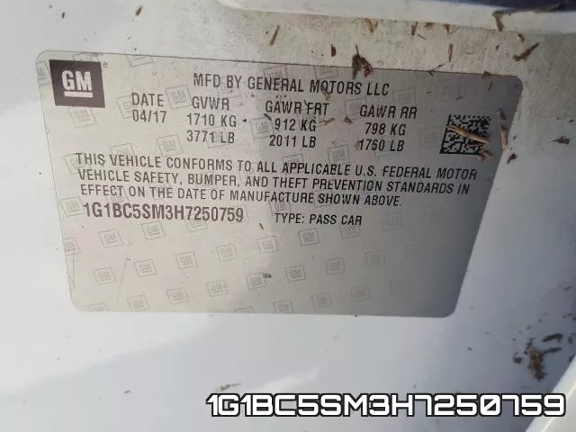 1G1BC5SM3H7250759 фото 2