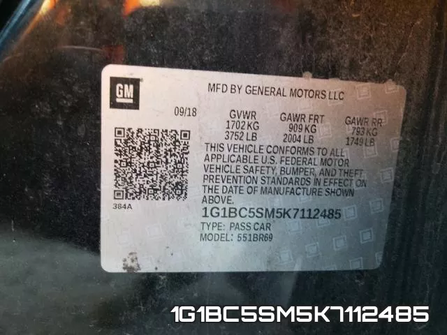 1G1BC5SM5K7112485 фото 2