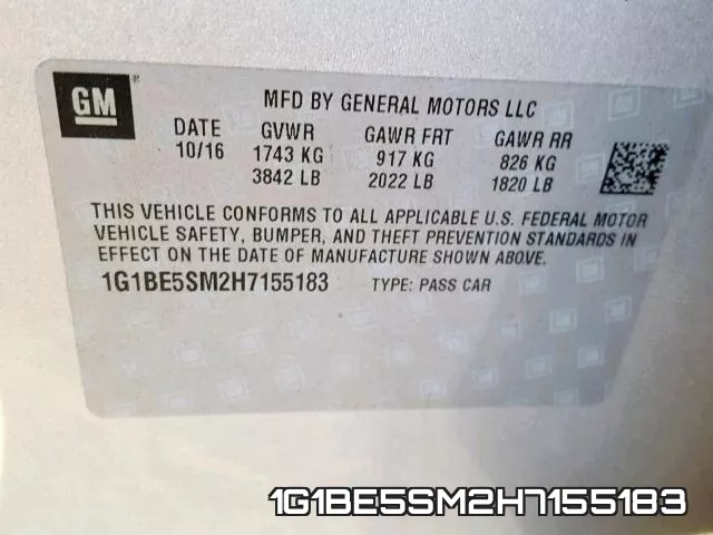 1G1BE5SM2H7155183 фото 2