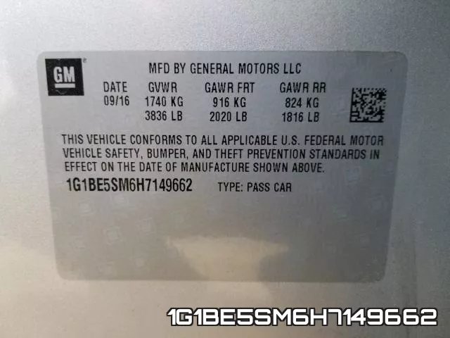 1G1BE5SM6H7149662 фото 2