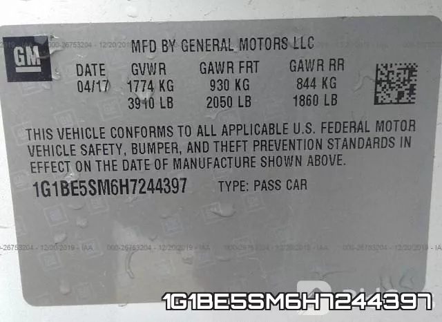 1G1BE5SM6H7244397 фото 10