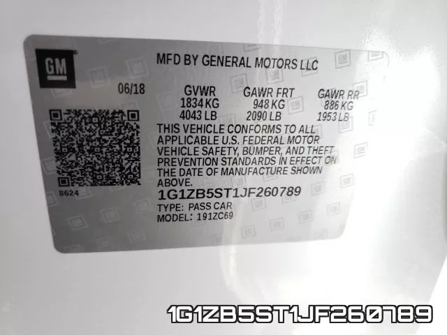 1G1ZB5ST1JF260789 фото 2