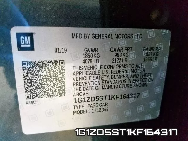 1G1ZD5ST1KF164317 фото 2