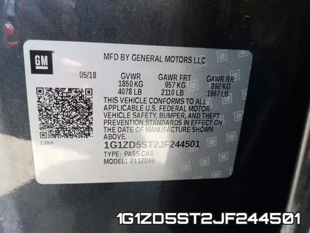 1G1ZD5ST2JF244501 фото 2