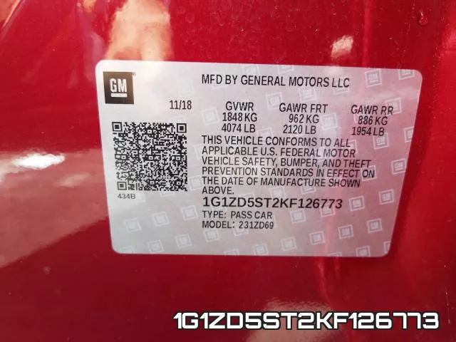 1G1ZD5ST2KF126773 фото 2