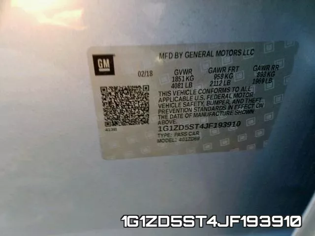 1G1ZD5ST4JF193910 фото 2