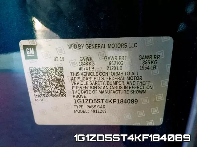 1G1ZD5ST4KF184089 фото 2