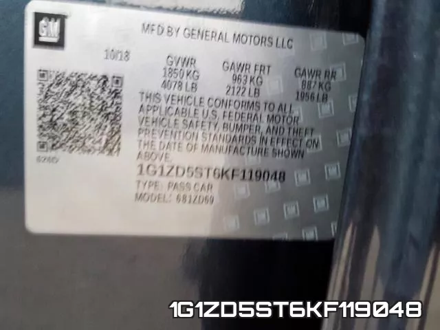 1G1ZD5ST6KF119048 фото 2