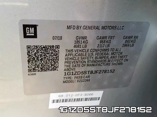 1G1ZD5ST8JF278152 фото 2