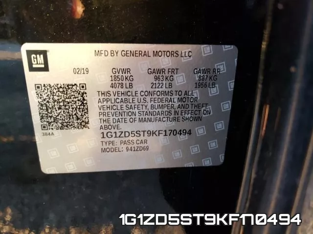 1G1ZD5ST9KF170494 фото 2