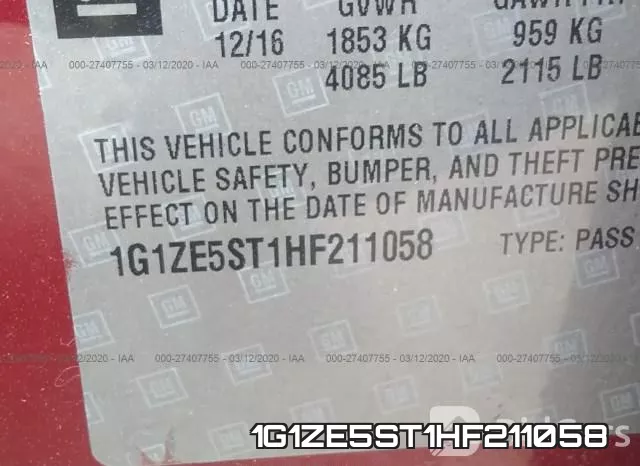 1G1ZE5ST1HF211058 фото 10