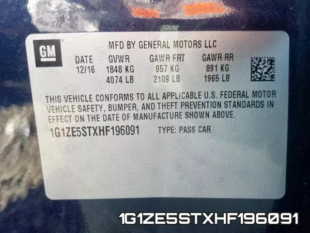 1G1ZE5STXHF196091 фото 2