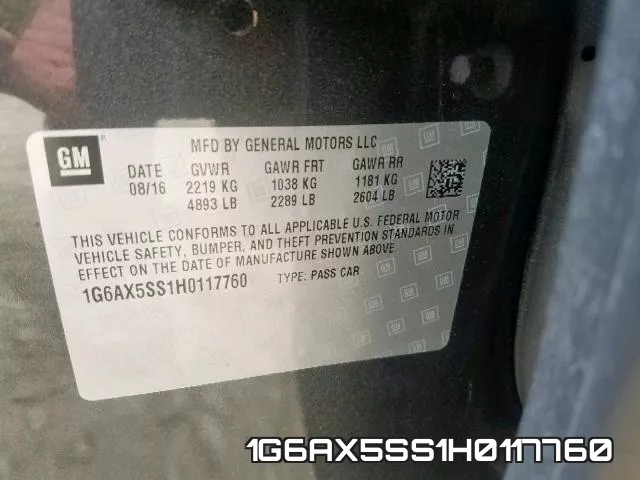 1G6AX5SS1H0117760 фото 2