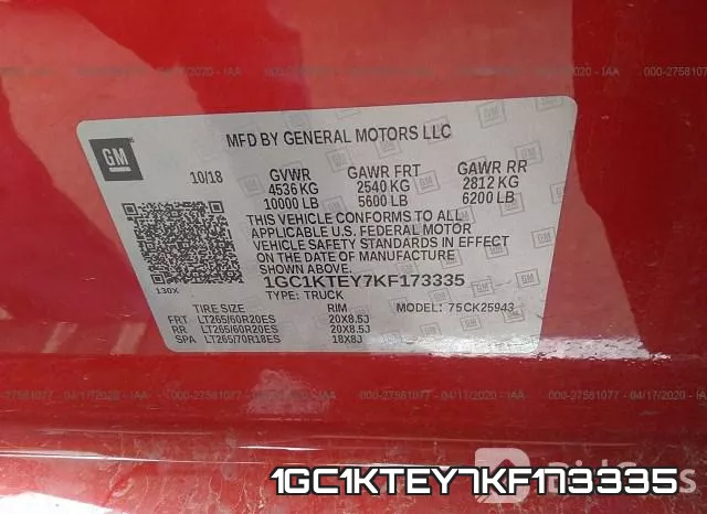 1GC1KTEY7KF173335 фото 10