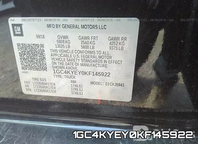 1GC4KYEY0KF145922 фото 10