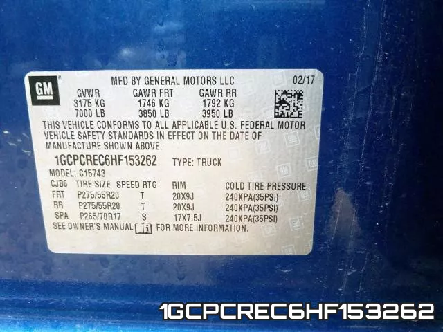 1GCPCREC6HF153262 фото 2