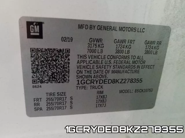 1GCRYDED8KZ278355 фото 2