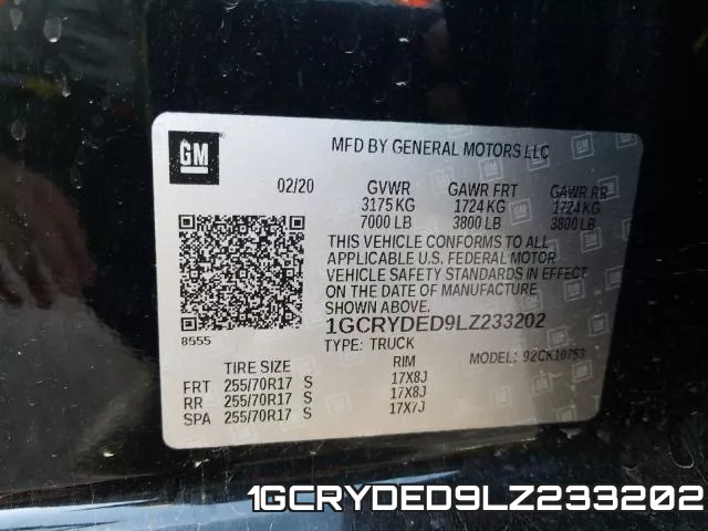 1GCRYDED9LZ233202 фото 2