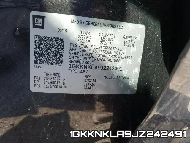 1GKKNKLA9JZ242491 фото 2