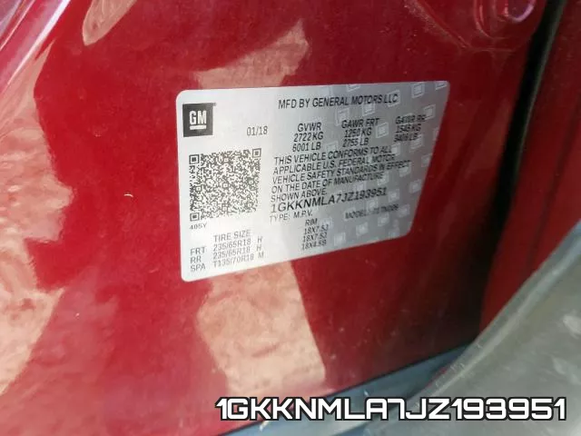 1GKKNMLA7JZ193951 фото 2