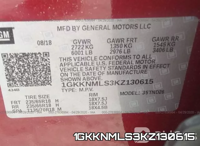 1GKKNMLS3KZ130615 фото 10