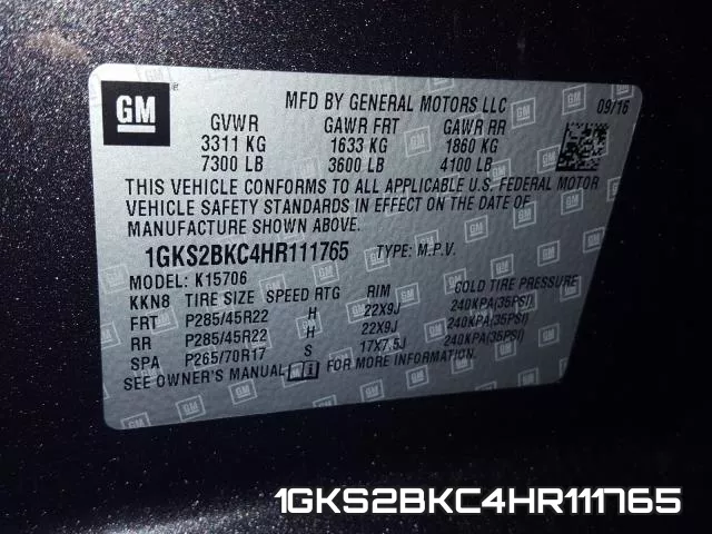 1GKS2BKC4HR111765 фото 2