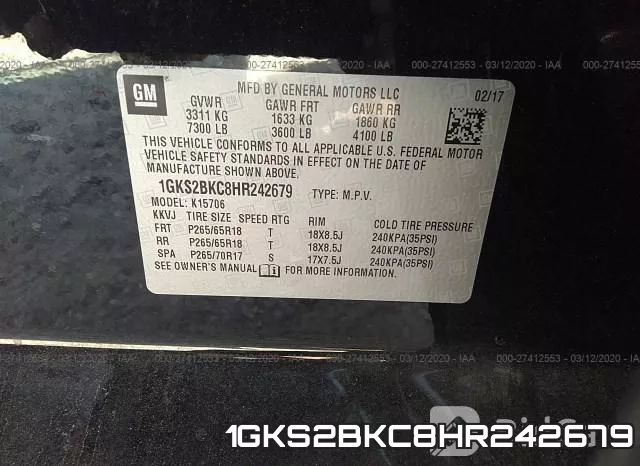 1GKS2BKC8HR242679 фото 10