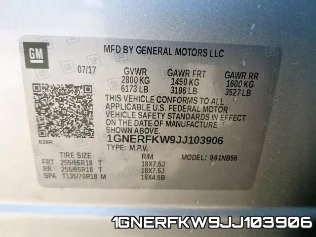 1GNERFKW9JJ103906 фото 2