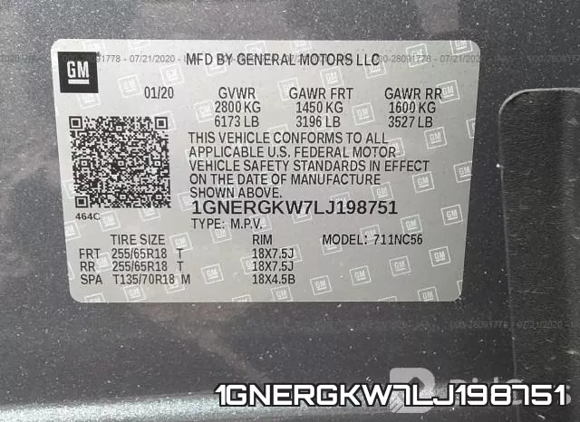 1GNERGKW7LJ198751 фото 10