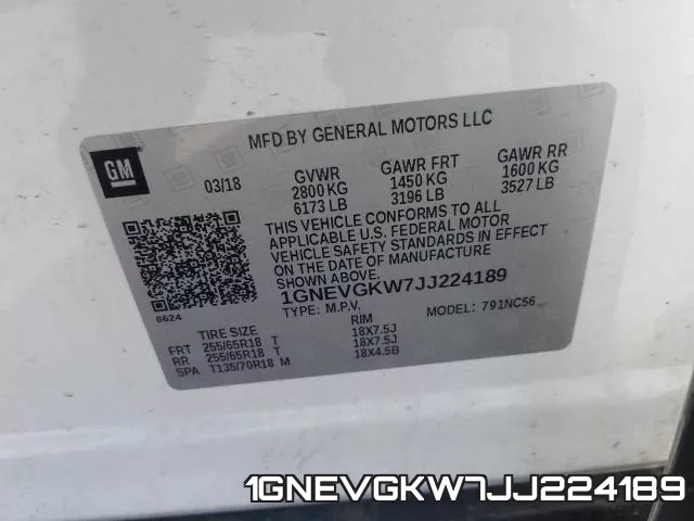 1GNEVGKW7JJ224189 фото 2