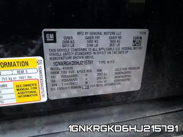 1GNKRGKD6HJ215791 фото 2