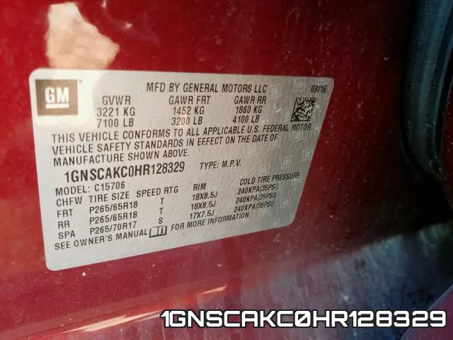 1GNSCAKC0HR128329 фото 2