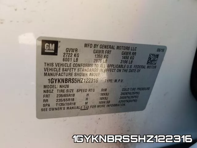 1GYKNBRS5HZ122316 фото 2