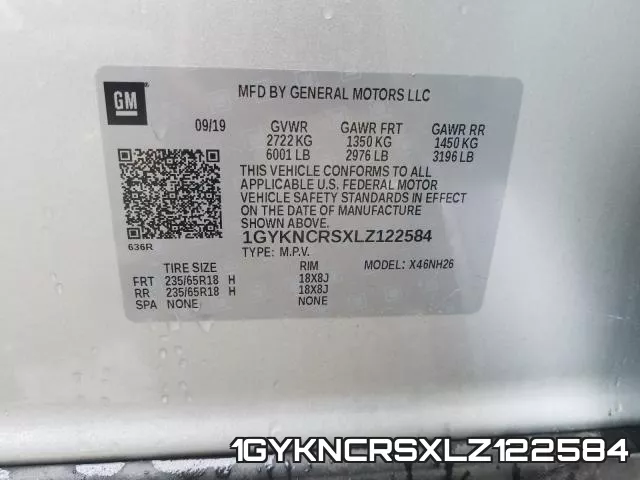 1GYKNCRSXLZ122584 фото 2