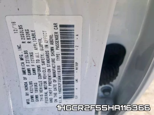 1HGCR2F55HA116366 фото 2